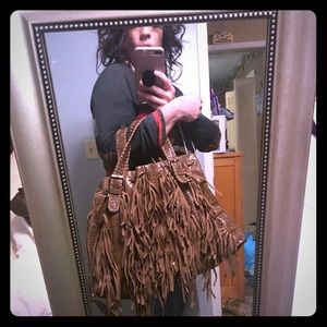 SOLD!!!   Gorgeous brown leather (vegan) bag wi
